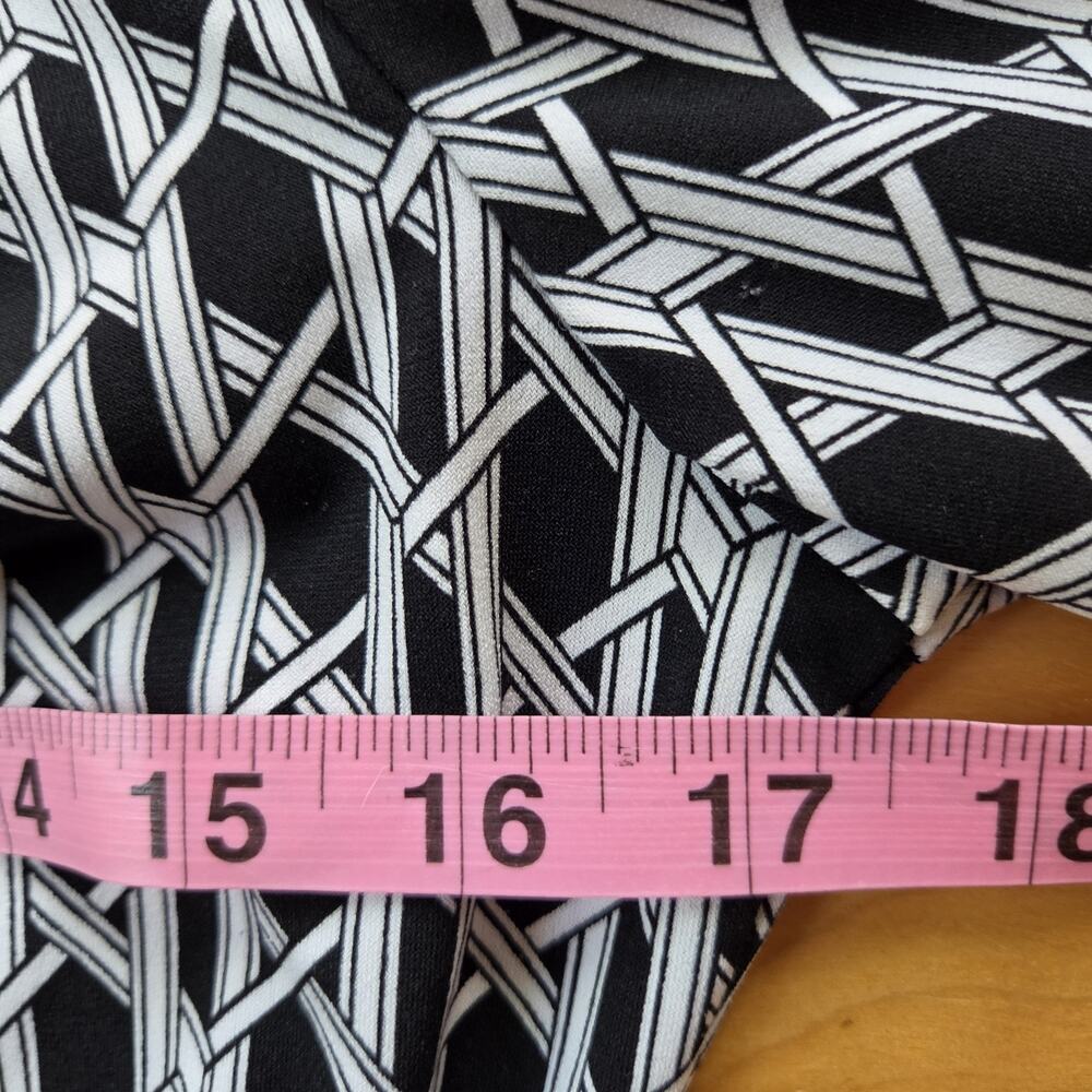 Laundry Shelli Segal Shirt Dress Button Front Silky Black White Geometric Sz 10 - Picture 5 of 13